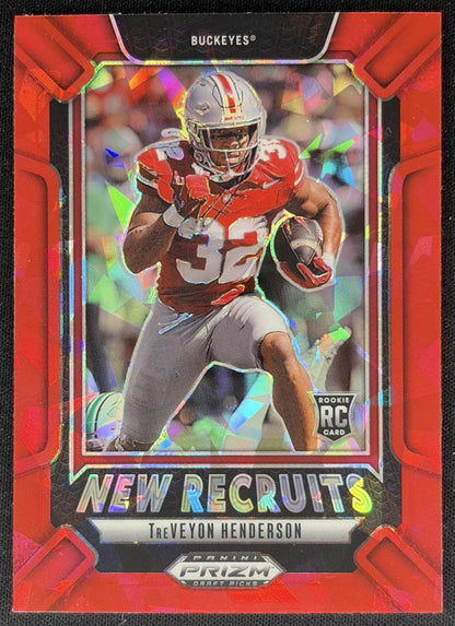 TreVeyon Henderson 2025 Panini Prizm Draft Picks New Recruits Red Ice Patriots Front