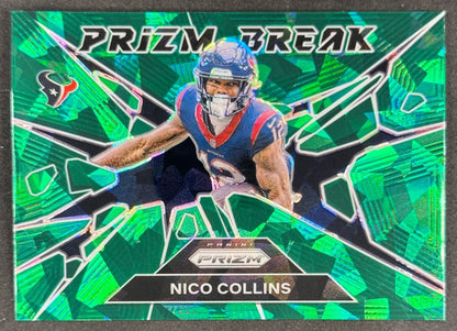 Nico Collins 2024 Prizm Break Green Ice Texans - front