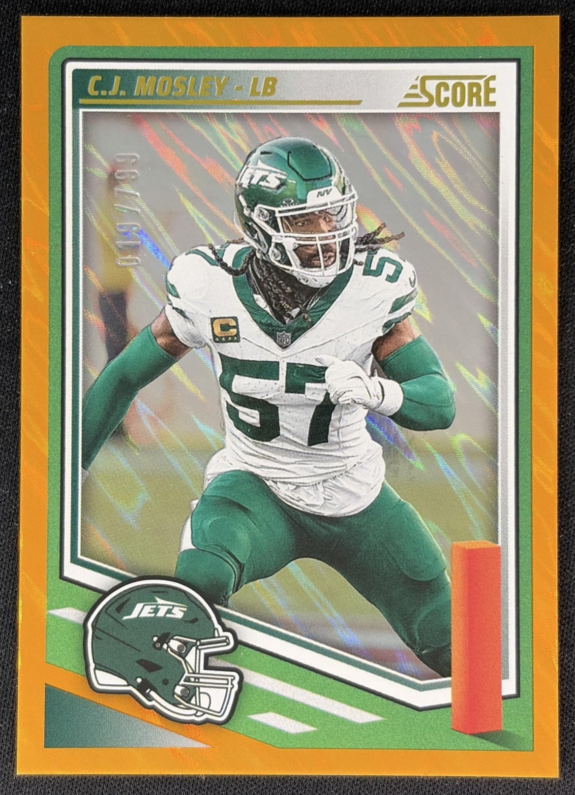 C.J. Mosley 2025 Panini Score Lava /799 Jets front