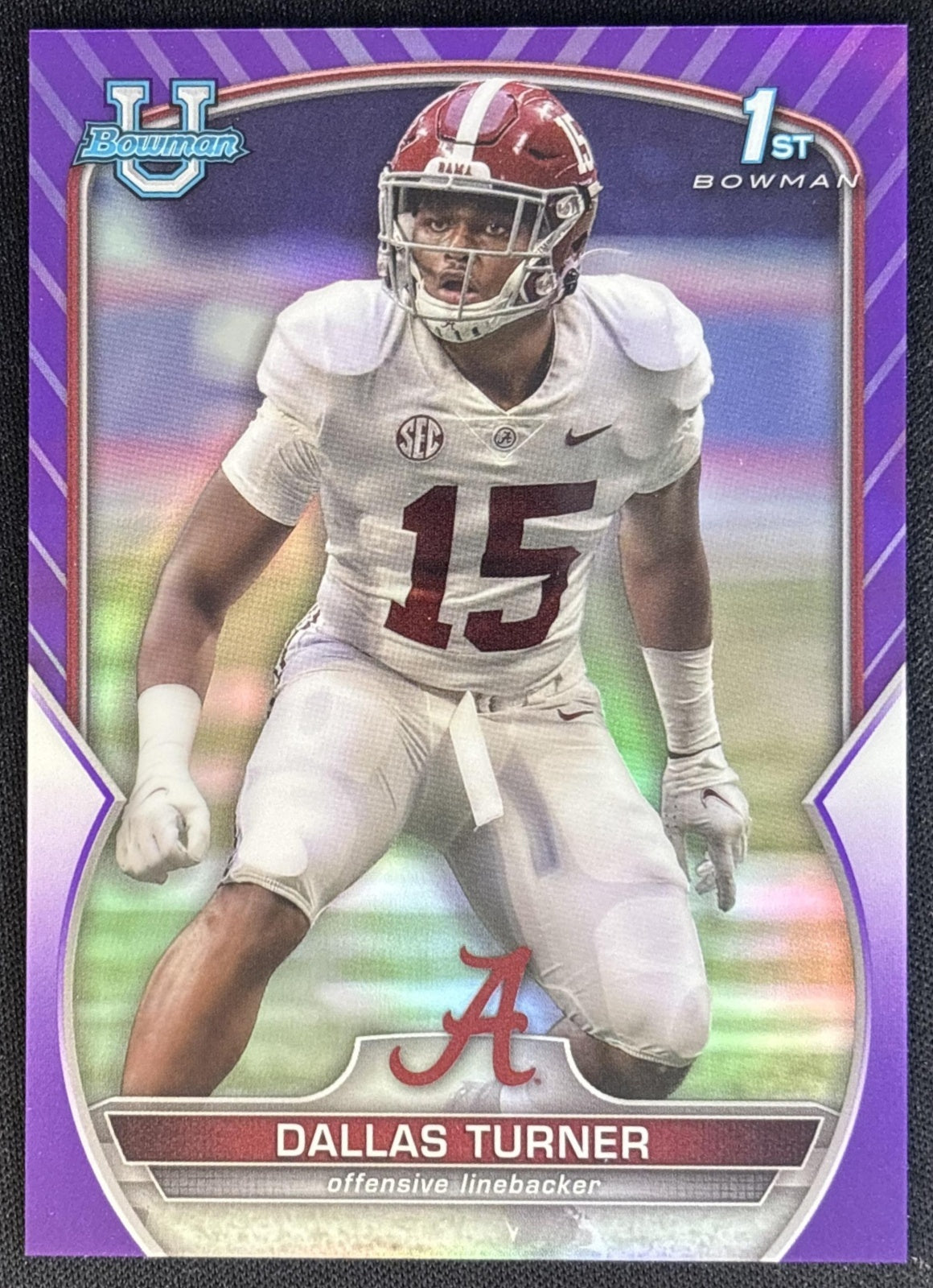 Dallas Turner 2022 University Chrome Purple Mini Diamond Refractor /399 Crimson Tide