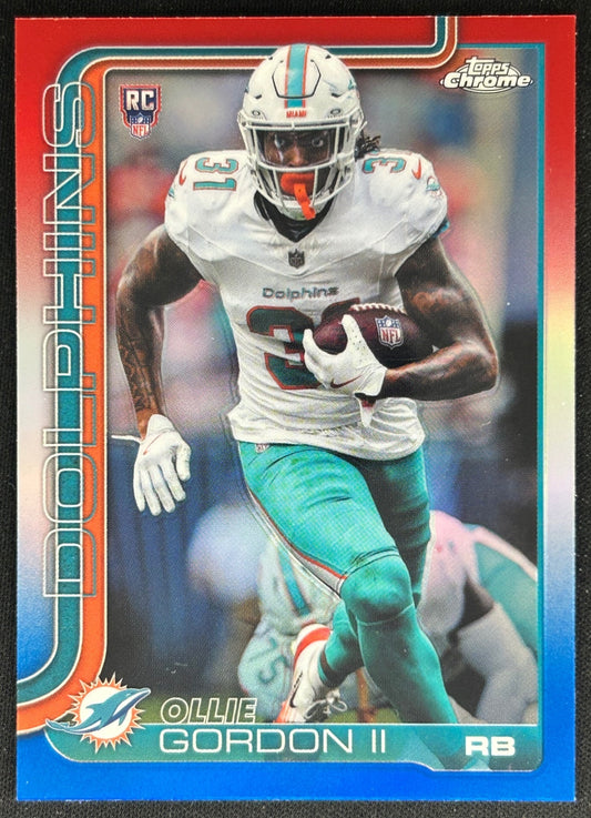 Ollie Gordon II 2025 Topps Chrome Rookie Red/White/Blue Refractor Dolphins Default Title Sports Trading Cards