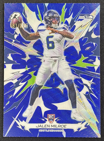 Jalen Milroe 2025 Topps Resurgence Navy Surge Refractor /275 Seahawks