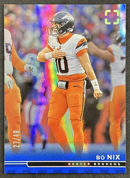 Bo Nix 2025 Panini PhotoGenic Blue /49 Broncos Sports Trading Cards
