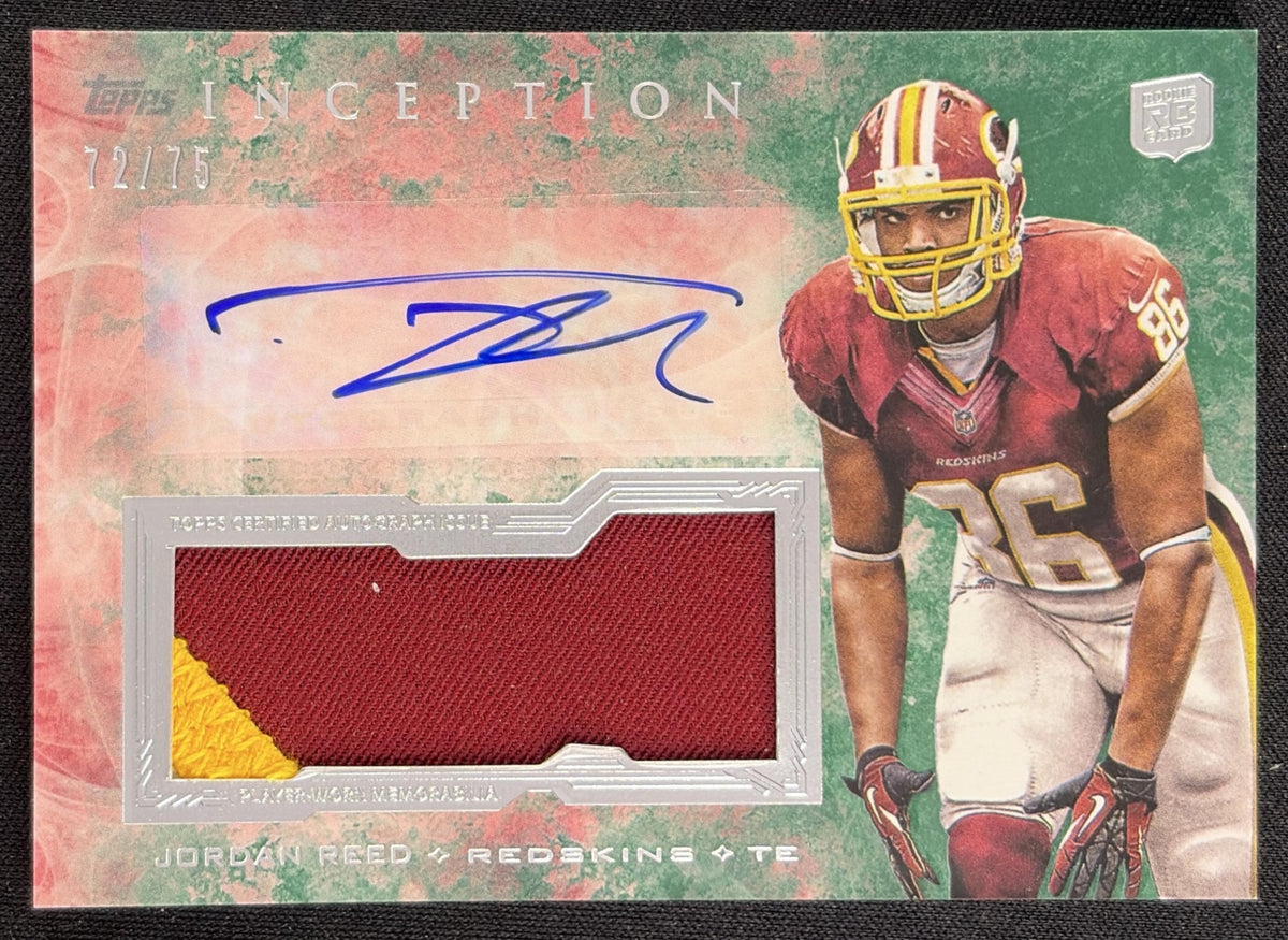 Jordan Reed 2013 Topps Inception Auto Jumbo Patches Green /75 Redskins Sports Trading Card