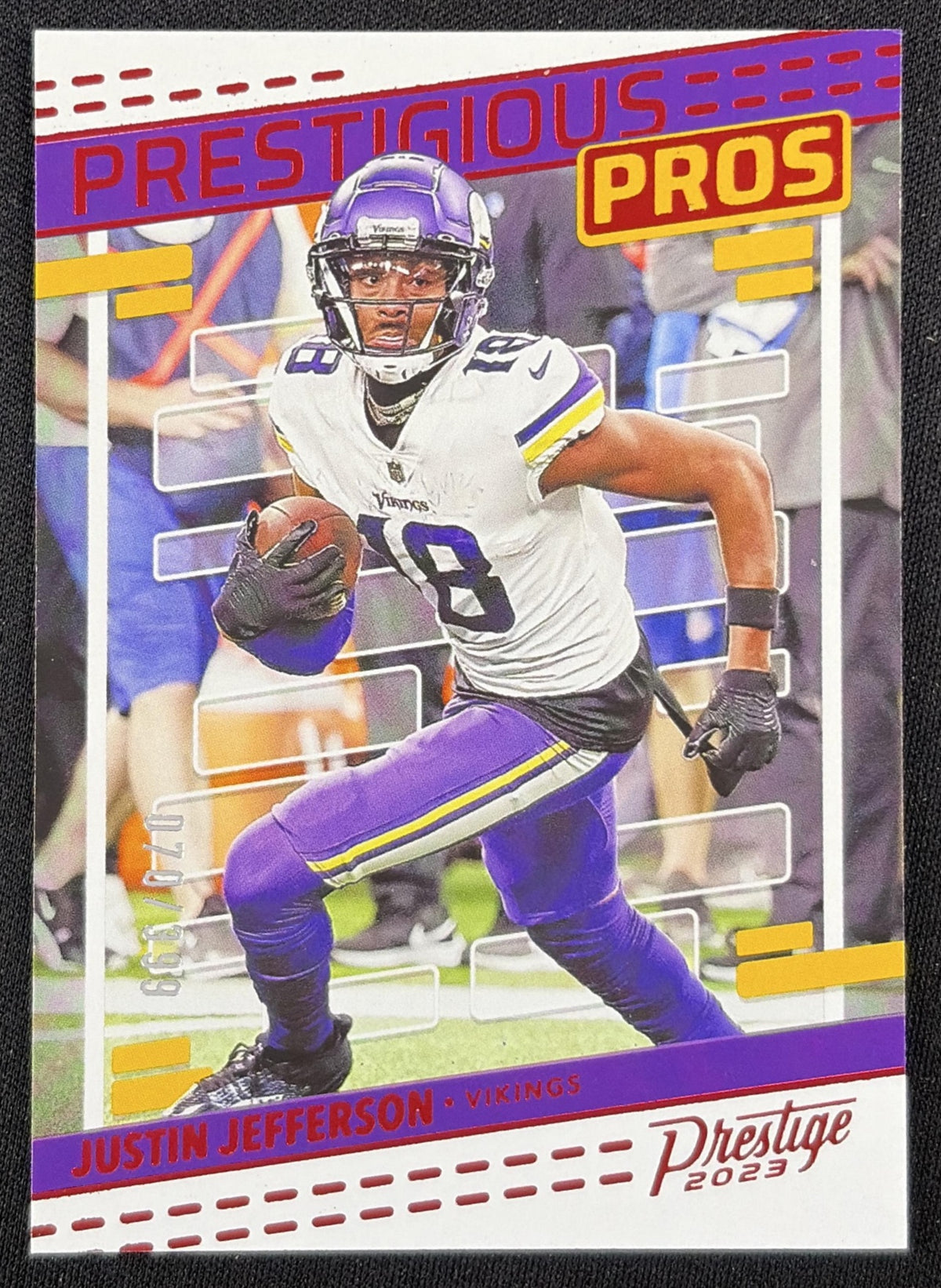 Justin Jefferson 2023 Panini Prestige Prestigious Pros Xtra Points Red /399 Vikings