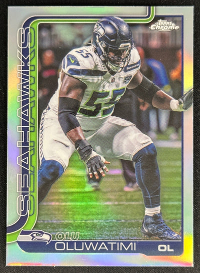 Olu Oluwatimi 2025 Topps Chrome Refractor Seahawks Sports Trading Cards