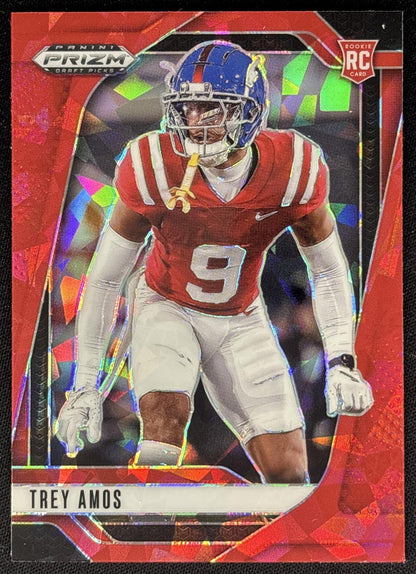 Trey Amos 2025 Panini Prizm Draft Picks Red Ice Rebels Commanders Sports Trading Card