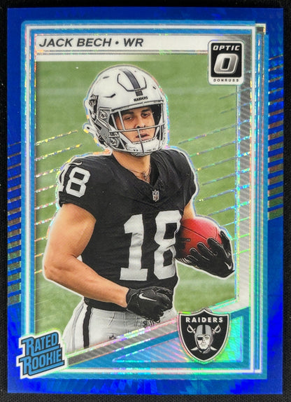 Jack Bech 2025 Donruss Optic Rated Rookie Blue Hyper Prizm Raiders Sports Trading Cards