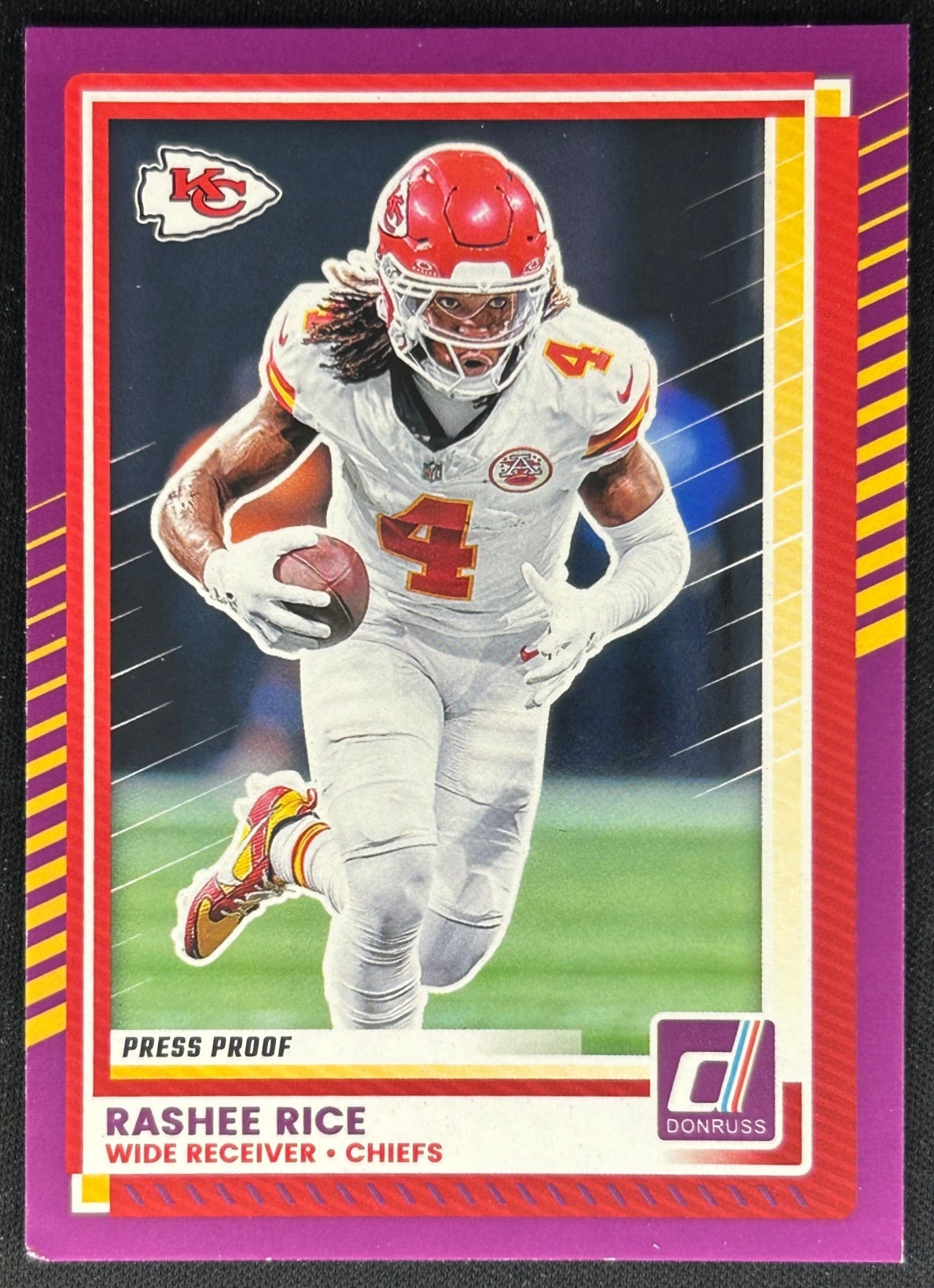 Rashee Rice 2025 Panini Donruss Press Proof Purple Chiefs Sports Trading Cards