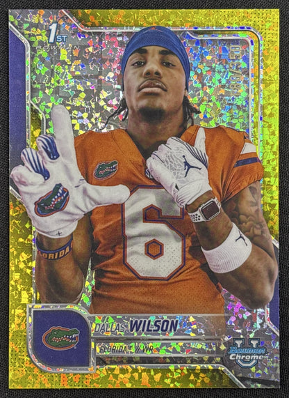 Dallas Wilson 2025 Bowman Chrome University Prospects Yellow Mini-Diamond Refractor /350 Gators