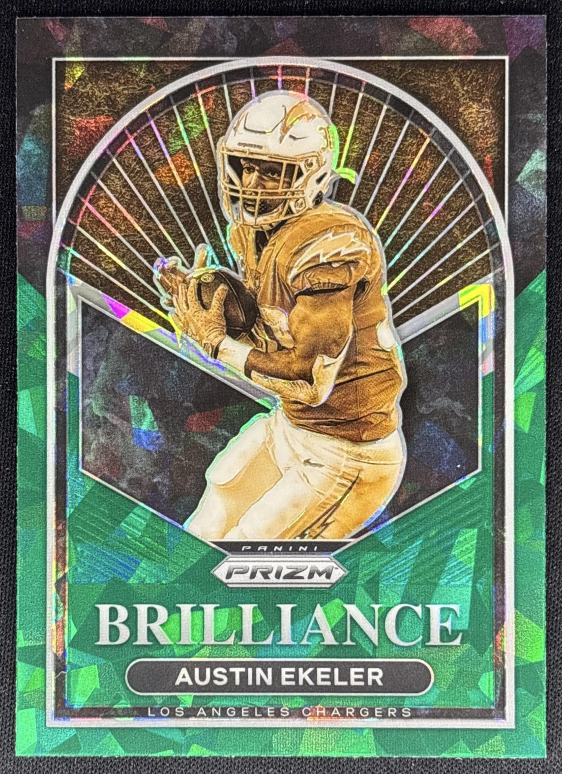 Austin Ekeler 2022 Panini Prizm Brilliance Prizms Green Ice Chargers Default Title Sports Trading Cards