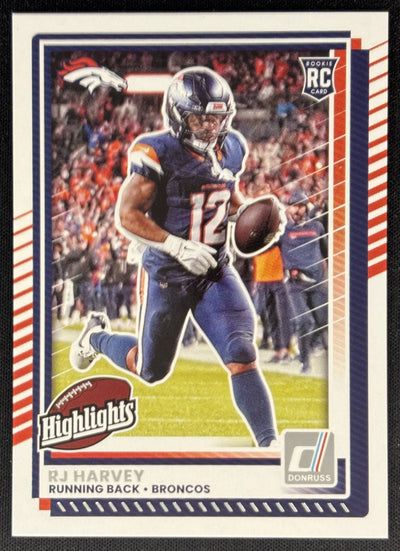 RJ Harvey 2025 Panini Donruss Rookies & Highlights Broncos Sports Trading Cards