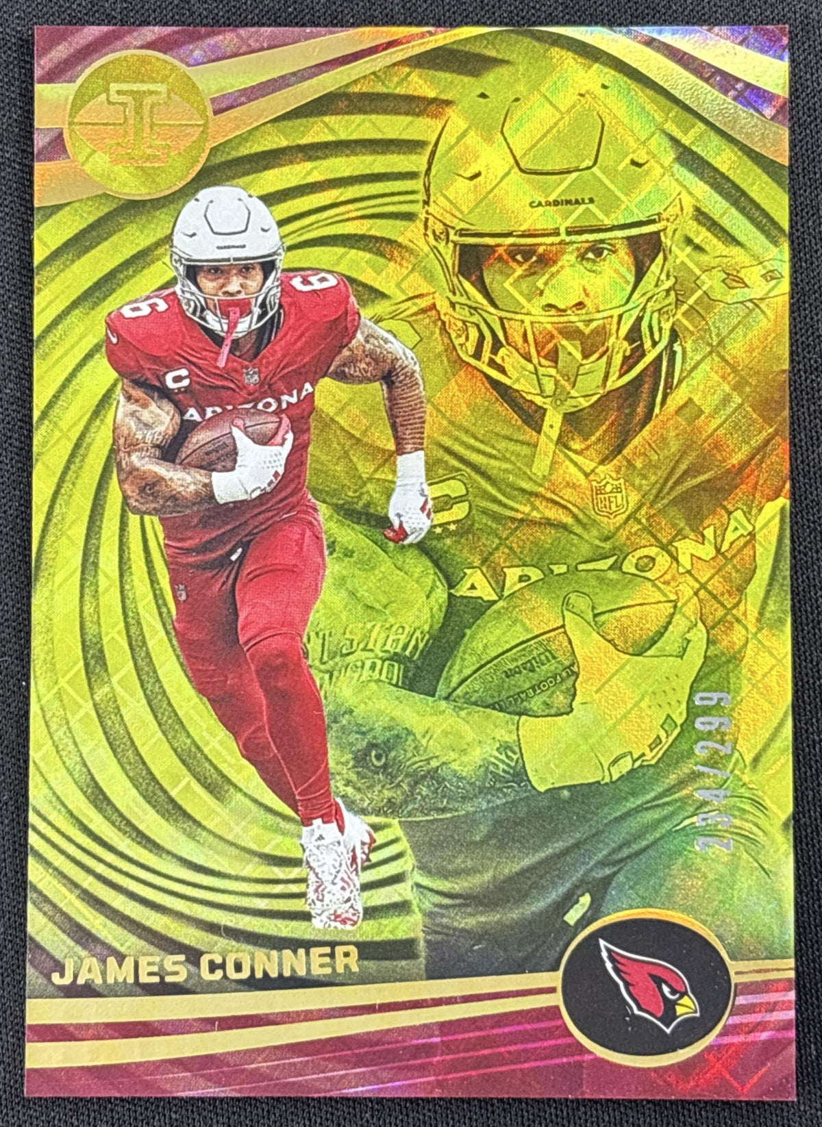 James Conner 2023 Panini Illusions Yellow Diamond Trophy Collection /299 Cardinals