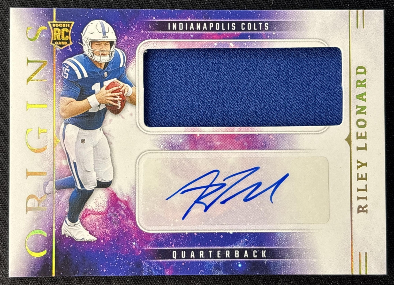 Riley Leonard 2025 Panini Origins Rookie Jumbo Jersey Auto Colts