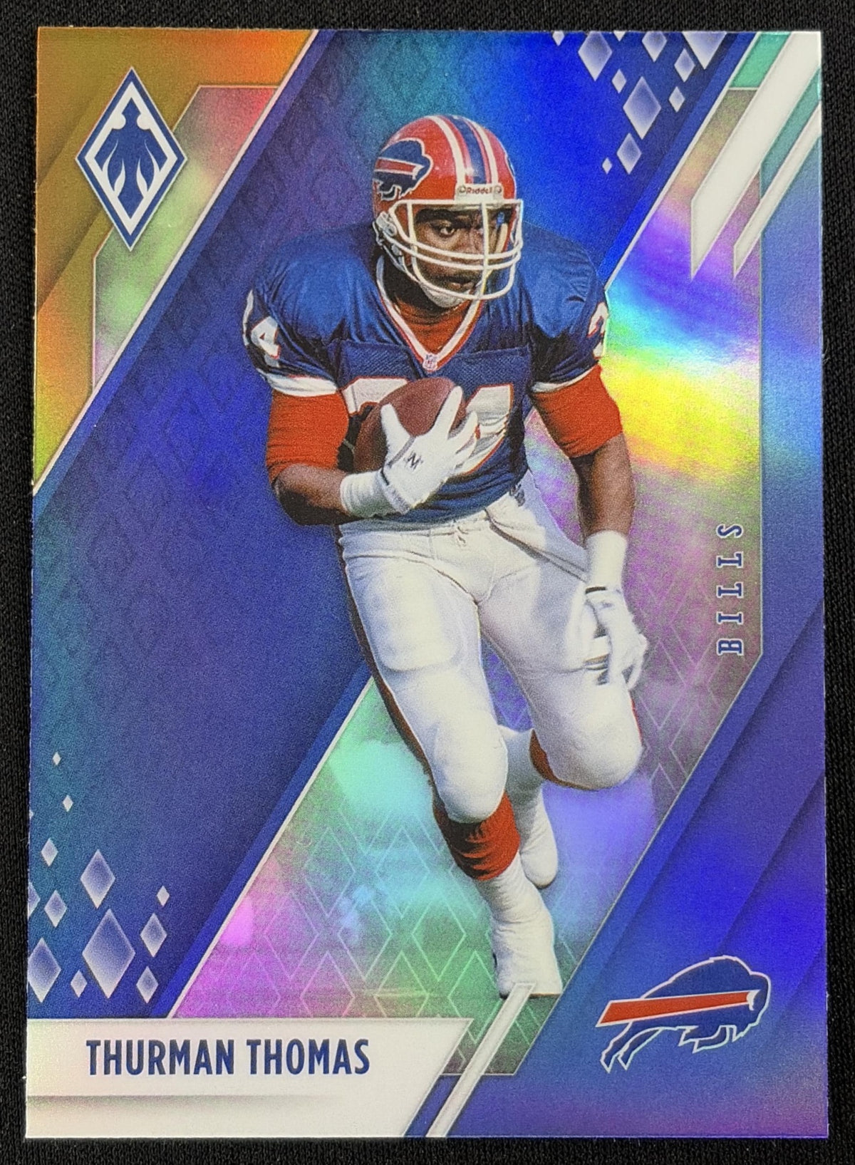 Front of Thurman Thomas 2021 Panini Phoenix Color Burst Bills sports trading card