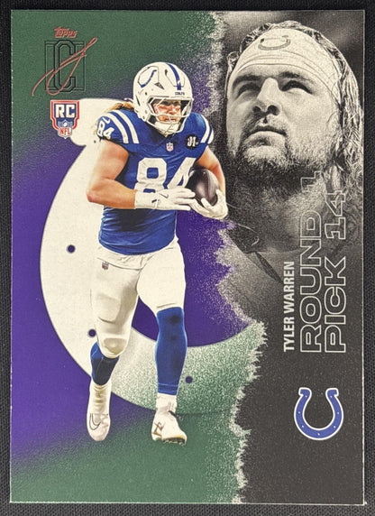 Tyler Warren 2025 Topps Signature Class Rookie Green & Purple Foil Colts front