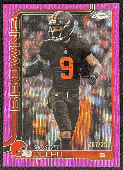 Grant Delpit 2025 Topps Chrome Pink Wave Refractor /250 Browns front