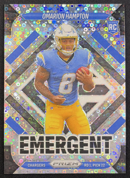 Omarion Hampton 2025 Panini Prizm Emergent No Huddle Chargers Los Angeles Chargers