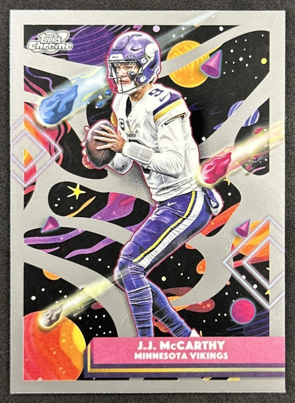 J.J. McCarthy 2025 Topps Cosmic Chrome Vikings front