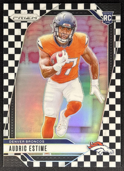 Audric Estime 2024 Panini Prizm Black and White Checker Broncos Sports Trading Cards