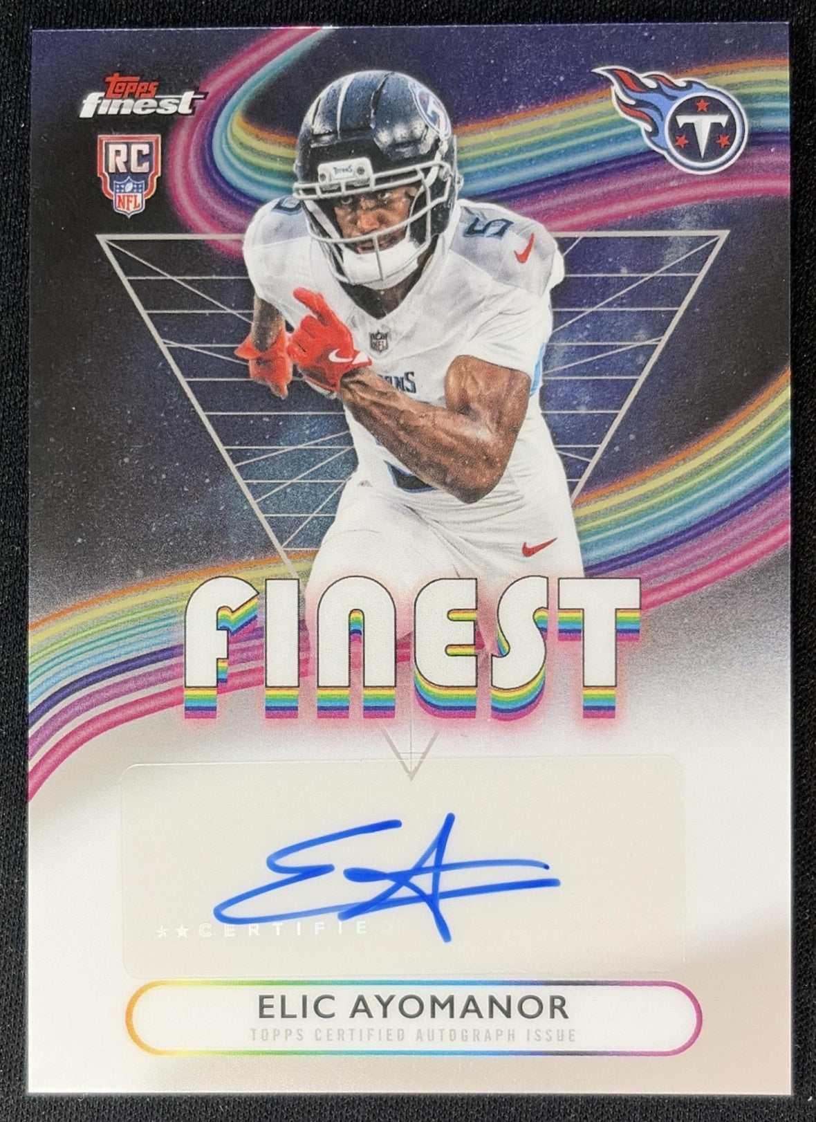Elic Ayomanor 2025 Topps Finest Rookie Auto Titans front