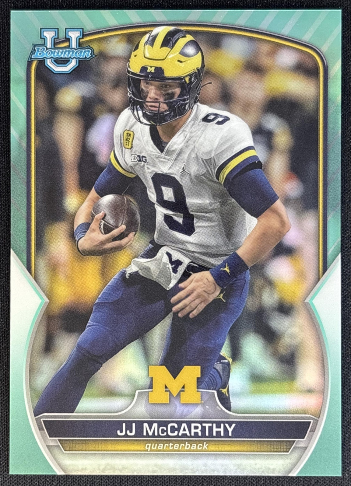 JJ McCarthy 2022 Bowman University Chrome Aqua Refractor /299 Wolverines