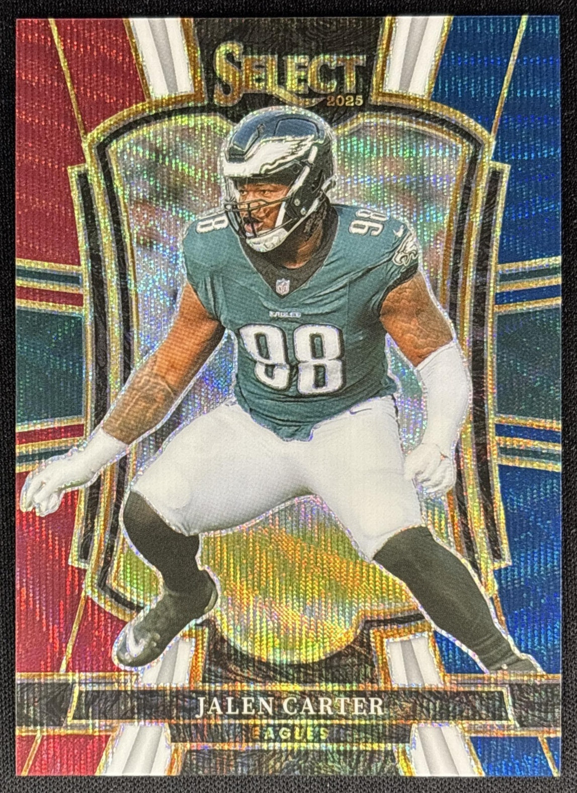 Jalen Carter 2025 Panini Select Premier Level Tri-Color Prizm /299 Eagles Sports Trading Cards
