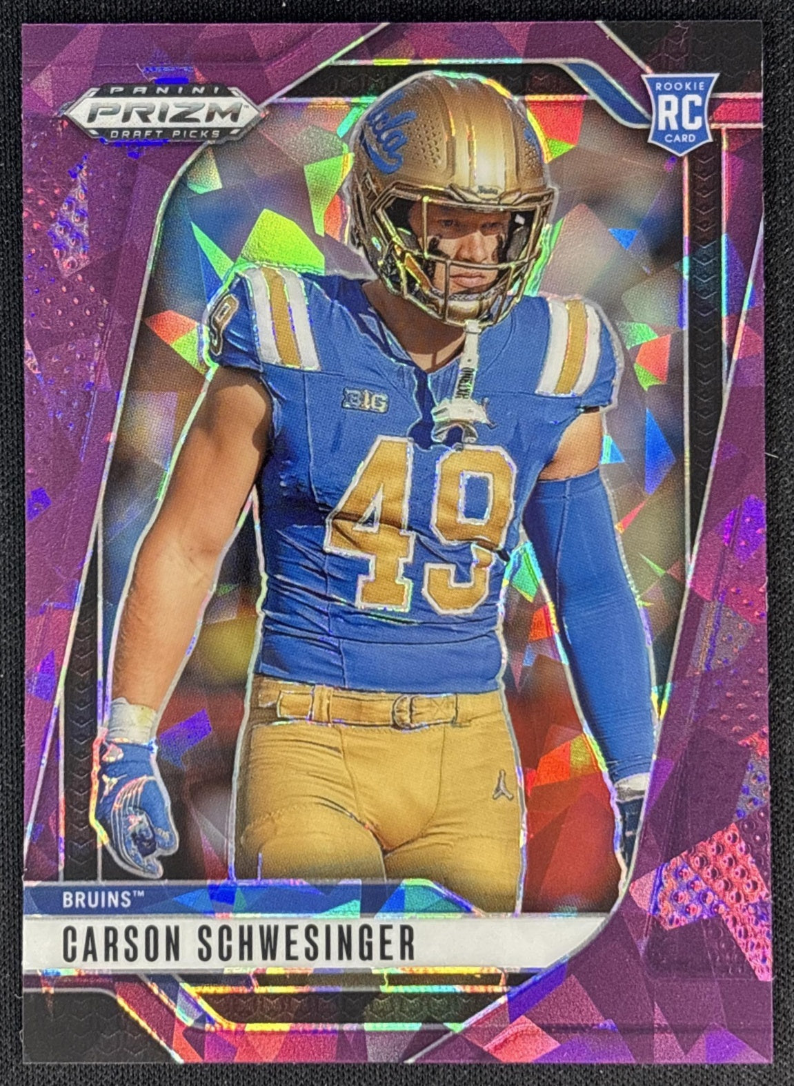 Carson Schwesinger 2025 Panini Prizm Draft Picks Purple Ice /199 Bruins