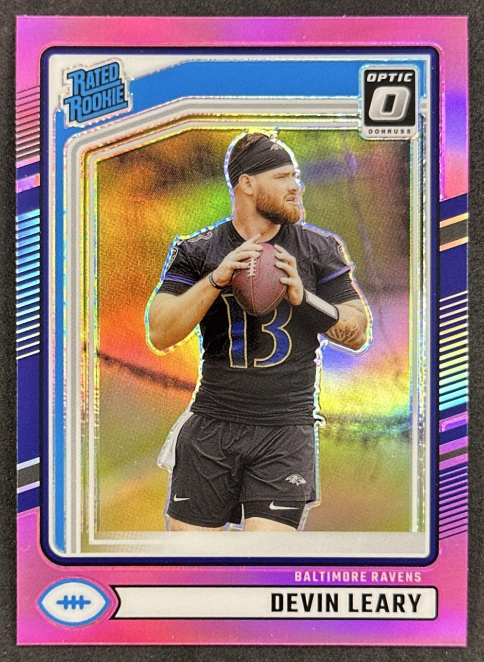 Devin Leary 2024 Panini Donruss Optic Rated Rookie Preview Pink Ravens Sports Trading Cards