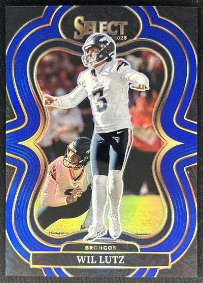Wil Lutz 2025 Panini Select Suite Level Blue Prizm /99 Broncos Sports Trading Cards
