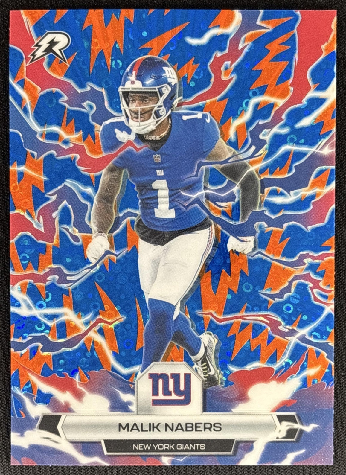 Malik Nabers 2025 Topps Resurgence Blue and Orange Spark Refractor Giants