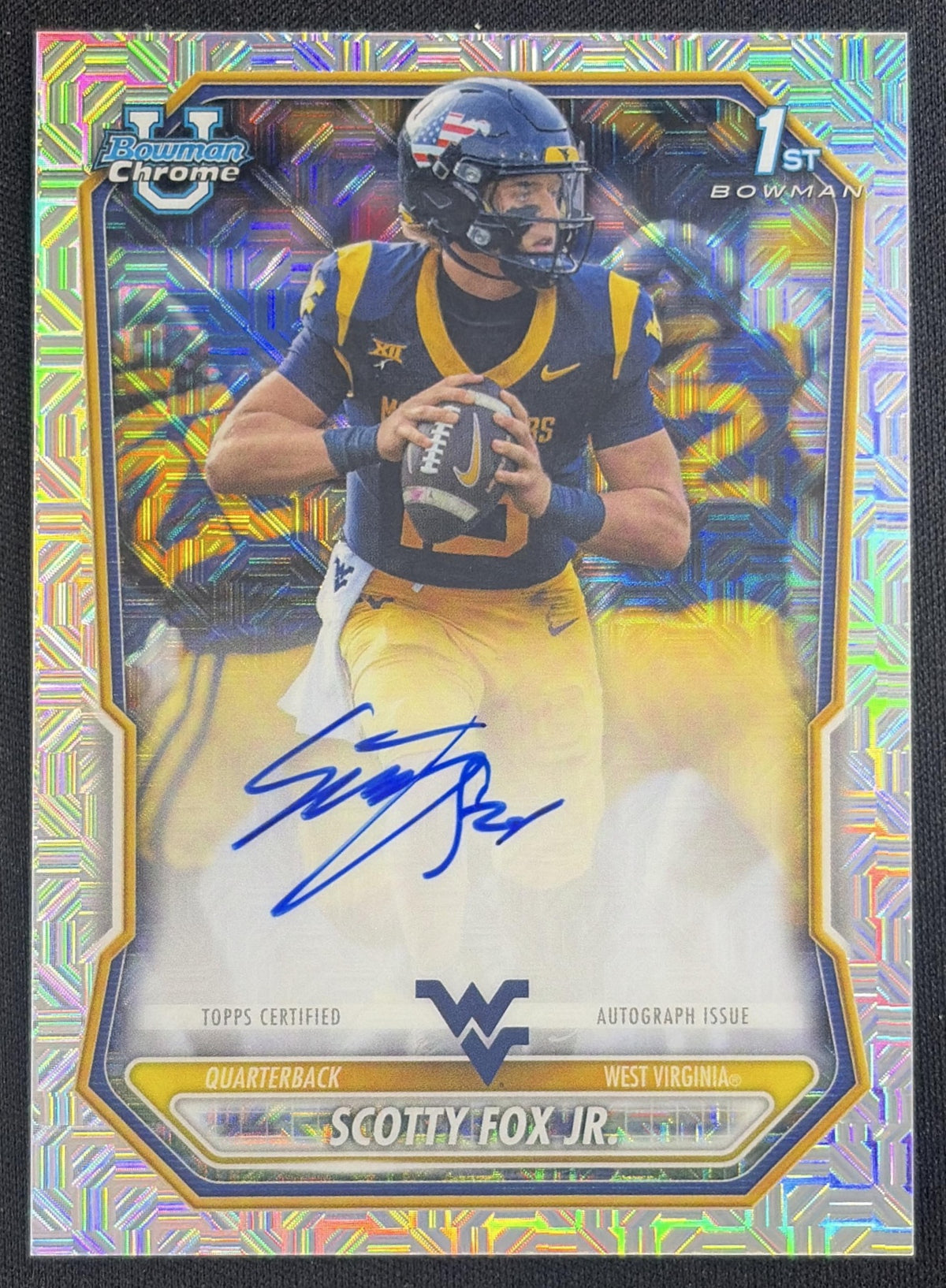 Scotty Fox Jr. 2026 Bowman Chrome Prospect Auto Mojo Refractor Mountaineers Sports Trading Card