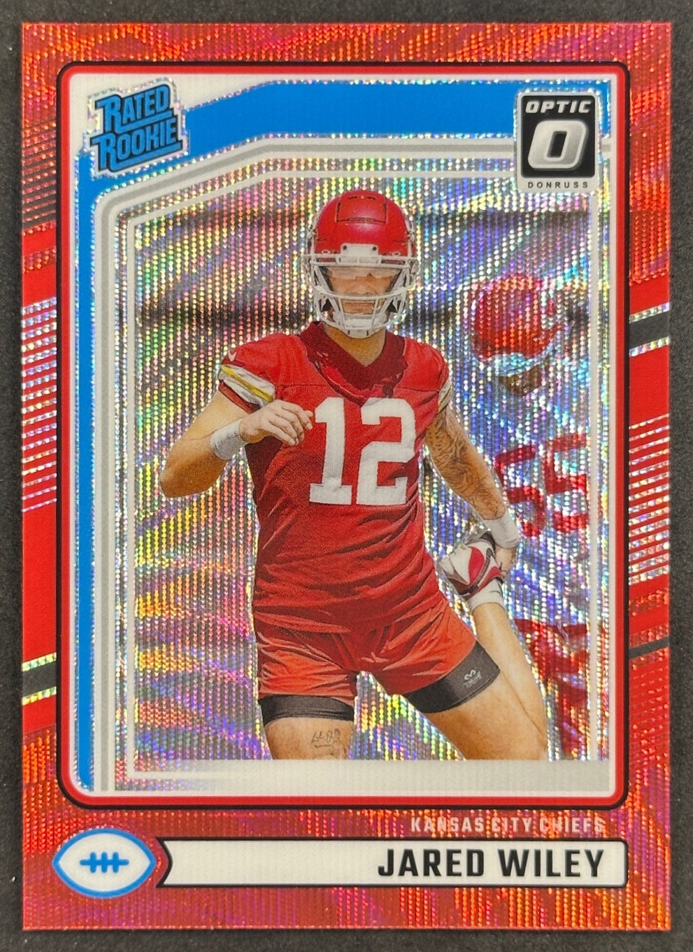 Jared Wiley 2024 Panini Donruss Optic Rated Rookie Preview Red Wave Chiefs Sports Trading Cards