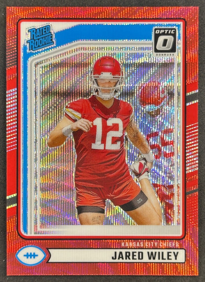 Jared Wiley 2024 Panini Donruss Optic Rated Rookie Preview Red Wave Chiefs Sports Trading Cards