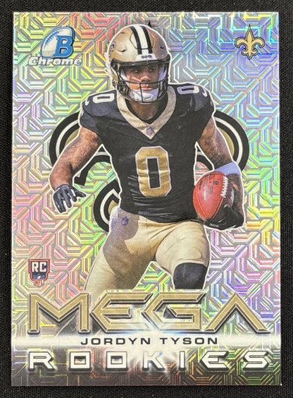 Jordyn Tyson 2026 Bowman Chrome Mega Rookies Mojo Refractor Saints