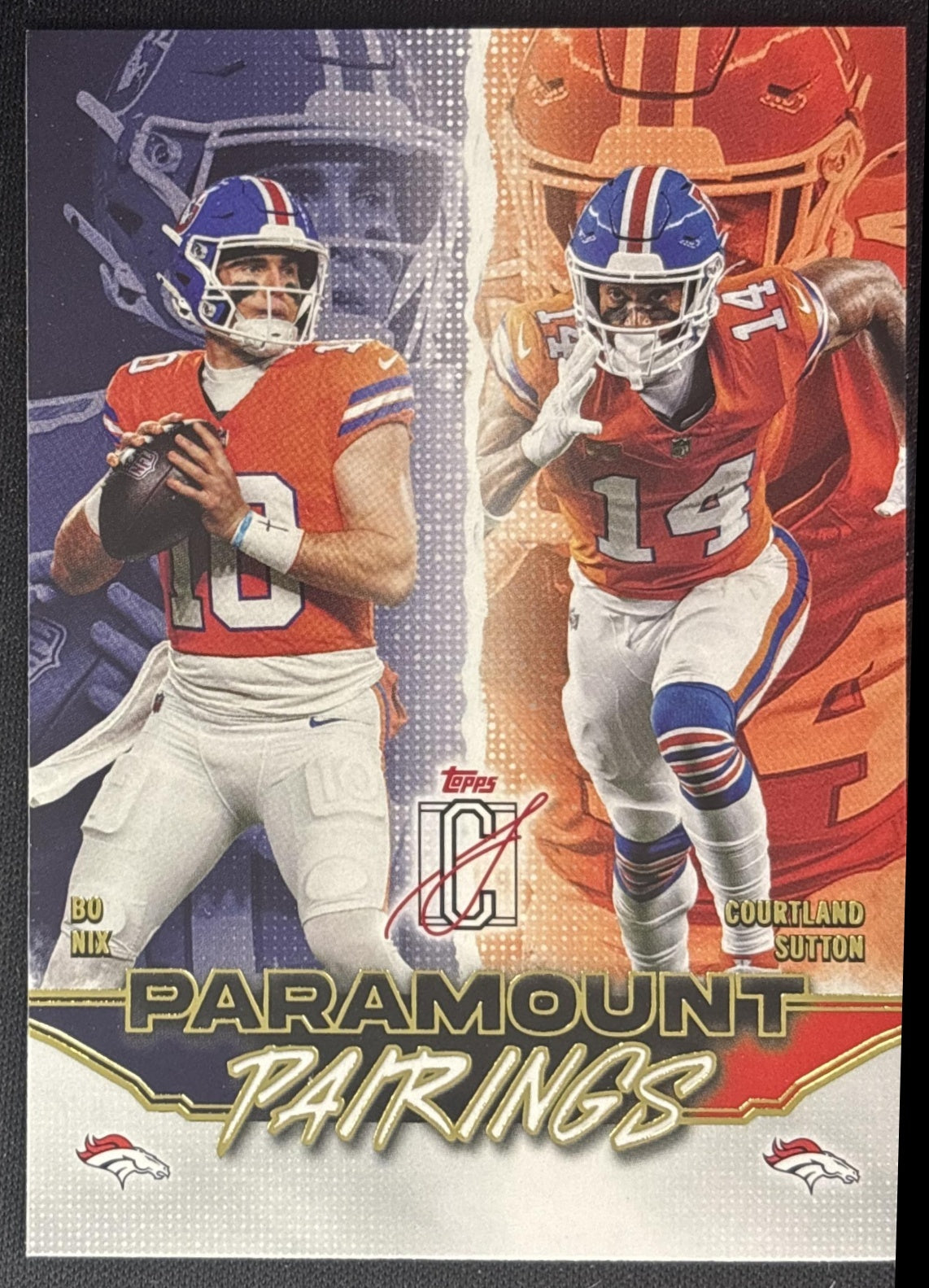 Courtland Sutton Bo Nix 2025 Topps Signature Class Paramount Pairings Broncos front