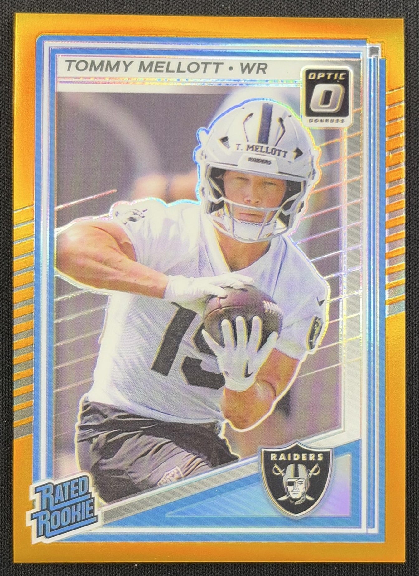 Tommy Mellott 2025 Panini Donruss Optic Rated Rookie Orange Prizm /299 Raiders