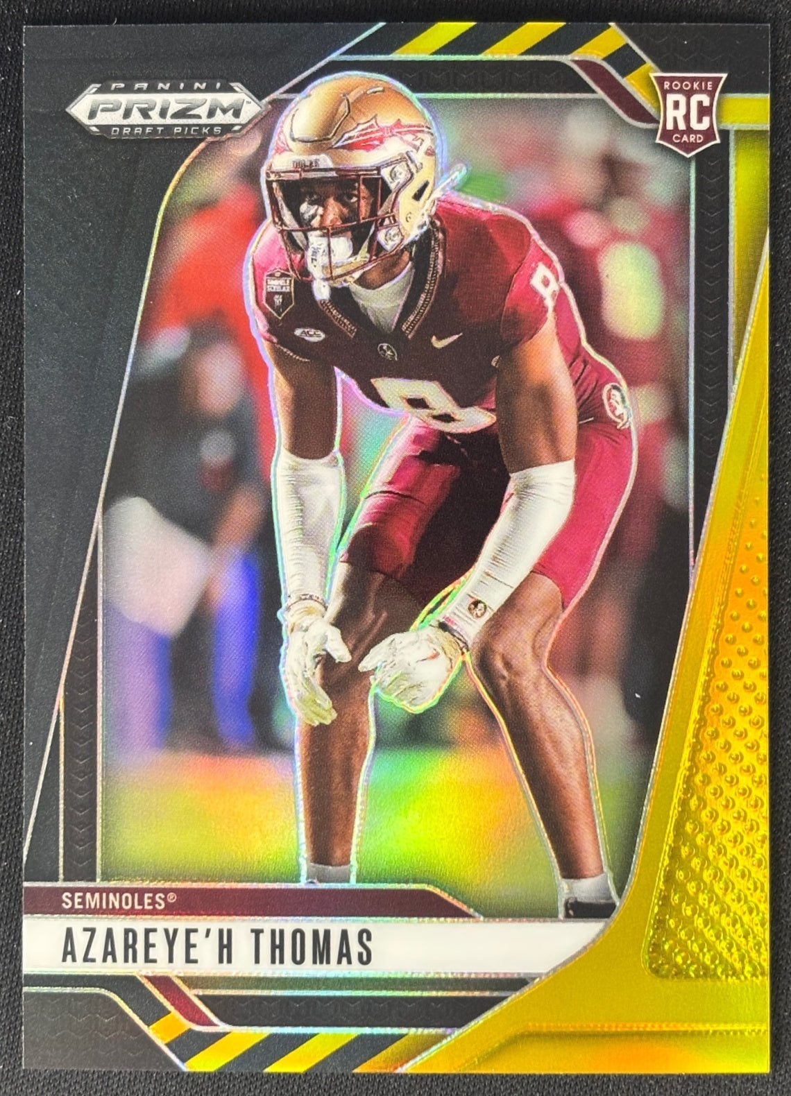Azareye'h Thomas 2025 Prizm Draft Picks Black Gold /5 Seminoles - front