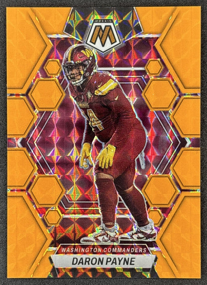 Daron Payne 2023 Panini Mosaic Orange Fluorescent Mosaic Prizm /25 Commanders