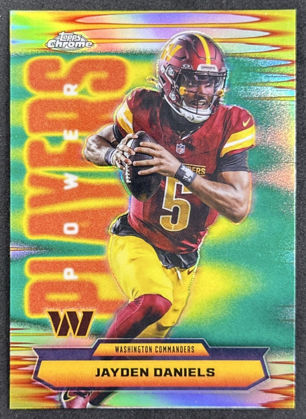 Jayden Daniels 2025 Topps Chrome Power Players Refractor Commanders front