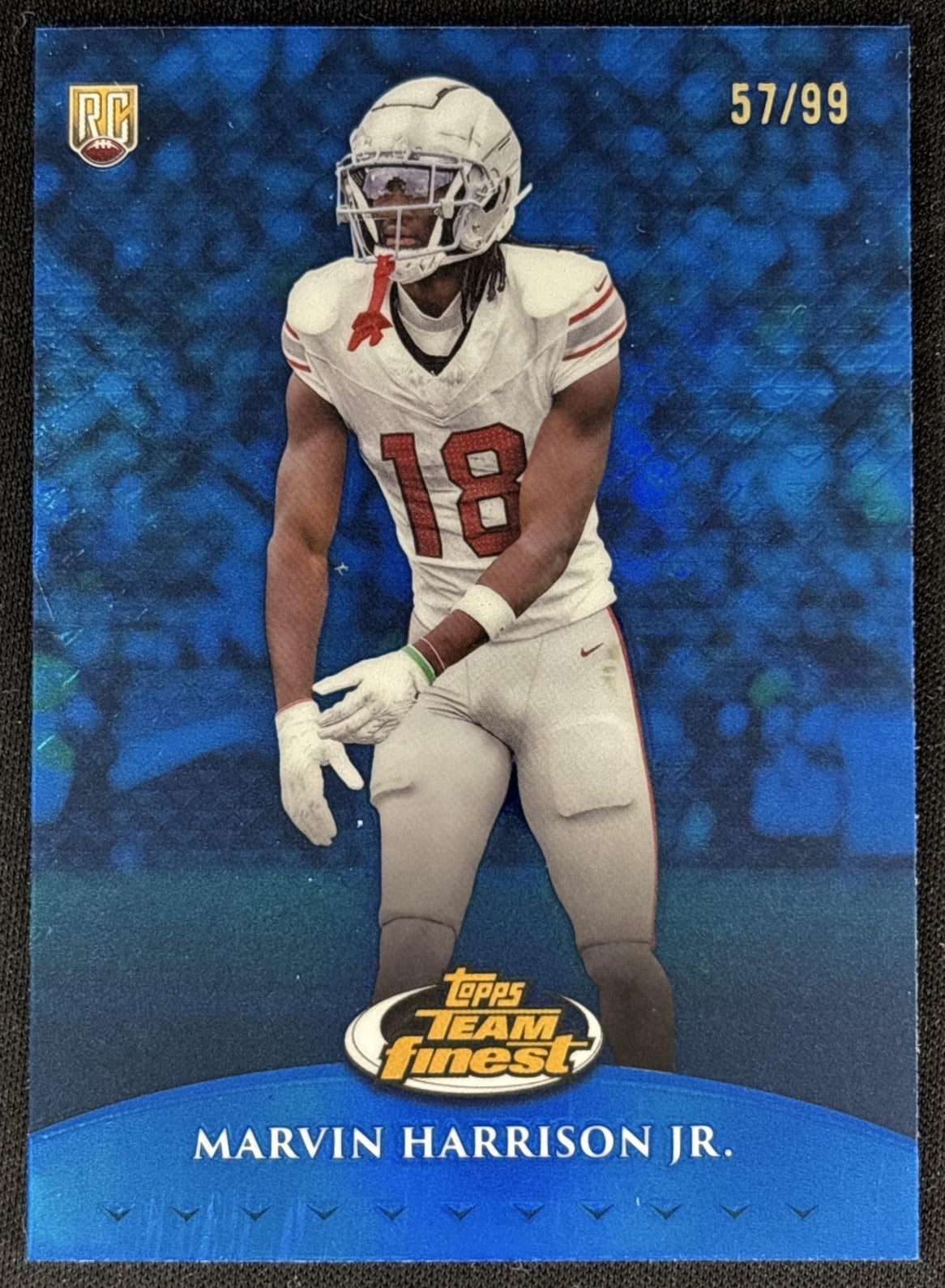 Marvin Harrison Jr. 2024 Topps Finest Team Blue Refractor /99 Cardinals