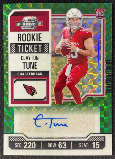 Clayton Tune 2023 Zenith Contenders Optic Rookie Ticket RPS Preview Green /23 Cardinals Sports Trading Card