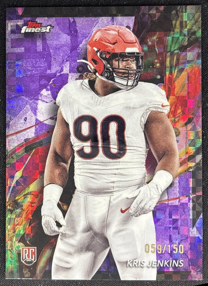 Kris Jenkins 2024 Topps Finest Purple Checkerboard Refractor /150 Bengals front