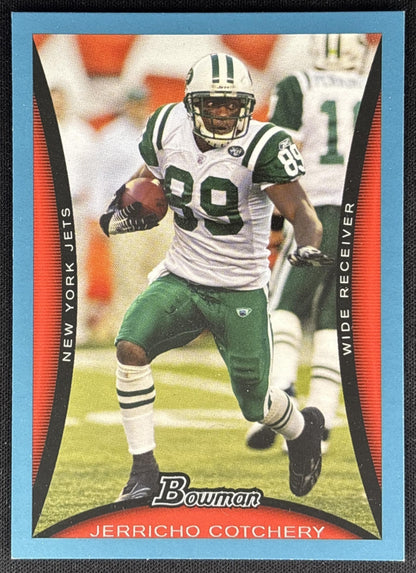 Jerricho Cotchery 2008 Bowman Blue /500 Jets front