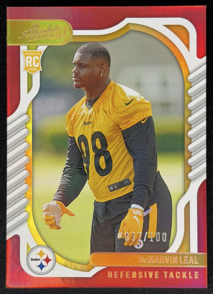 DeMarvin Leal 2022 Panini Absolute Spectrum Red /100 Steelers front