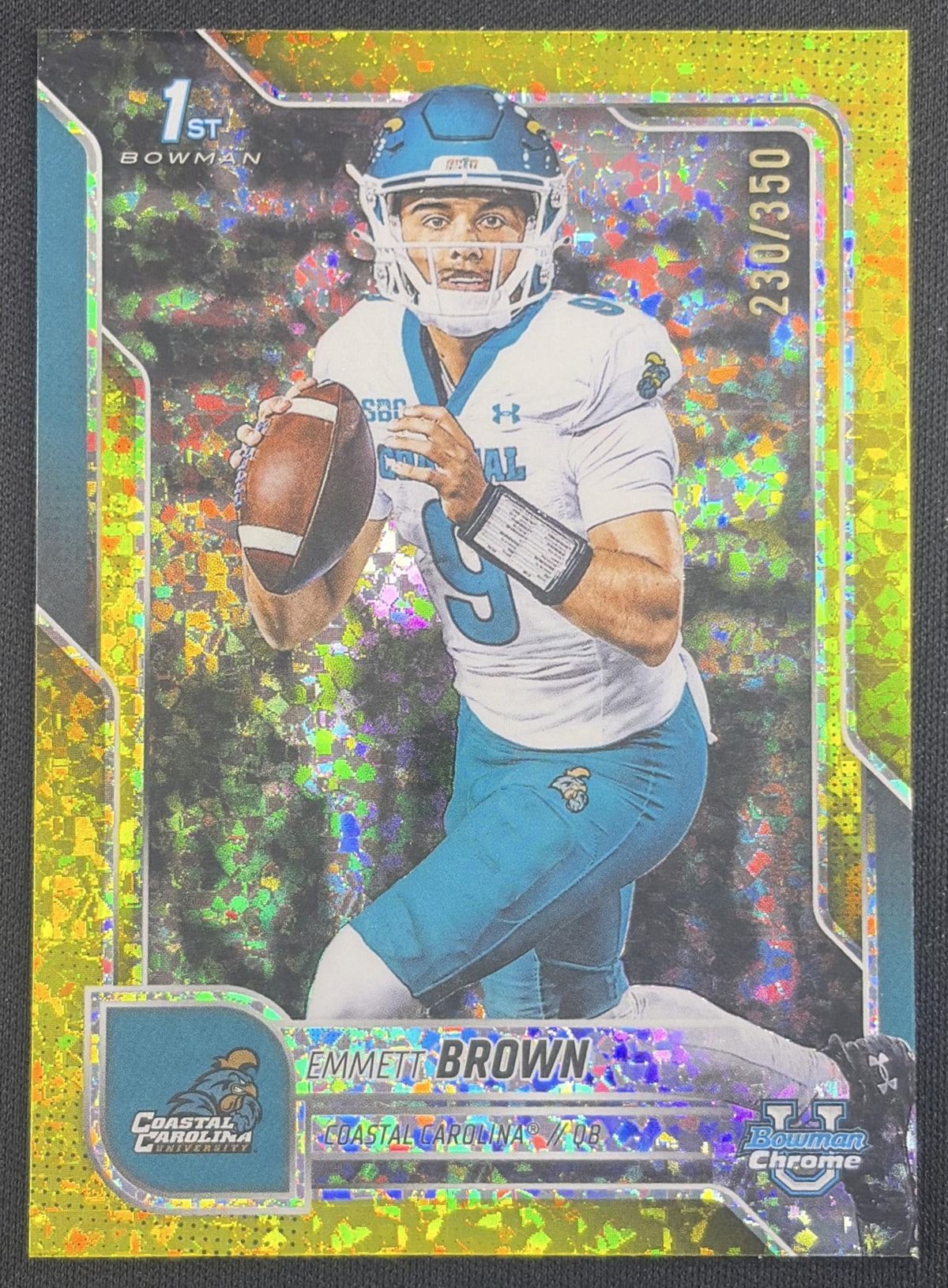 Emmett Brown 2025 Bowman Chrome University Prospects Yellow Mini-Diamond Refractor /350 Chanticleers