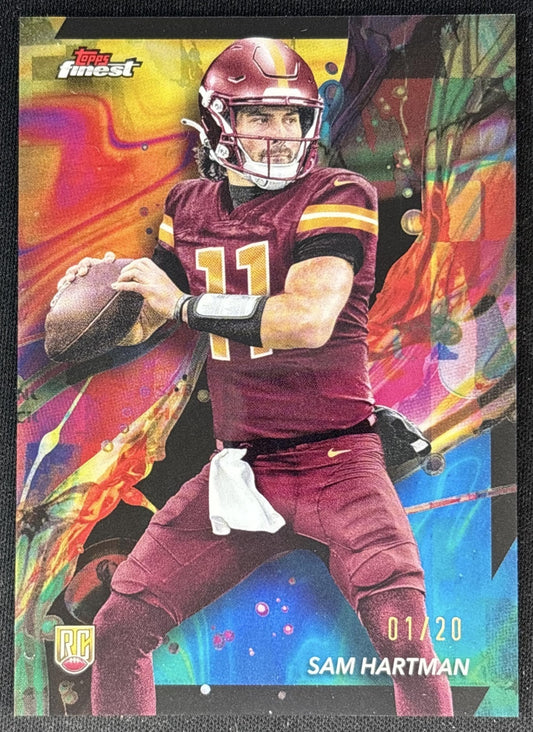 Sam Hartman 2024 Topps Finest Oil Spill Refractor /20 Commanders front