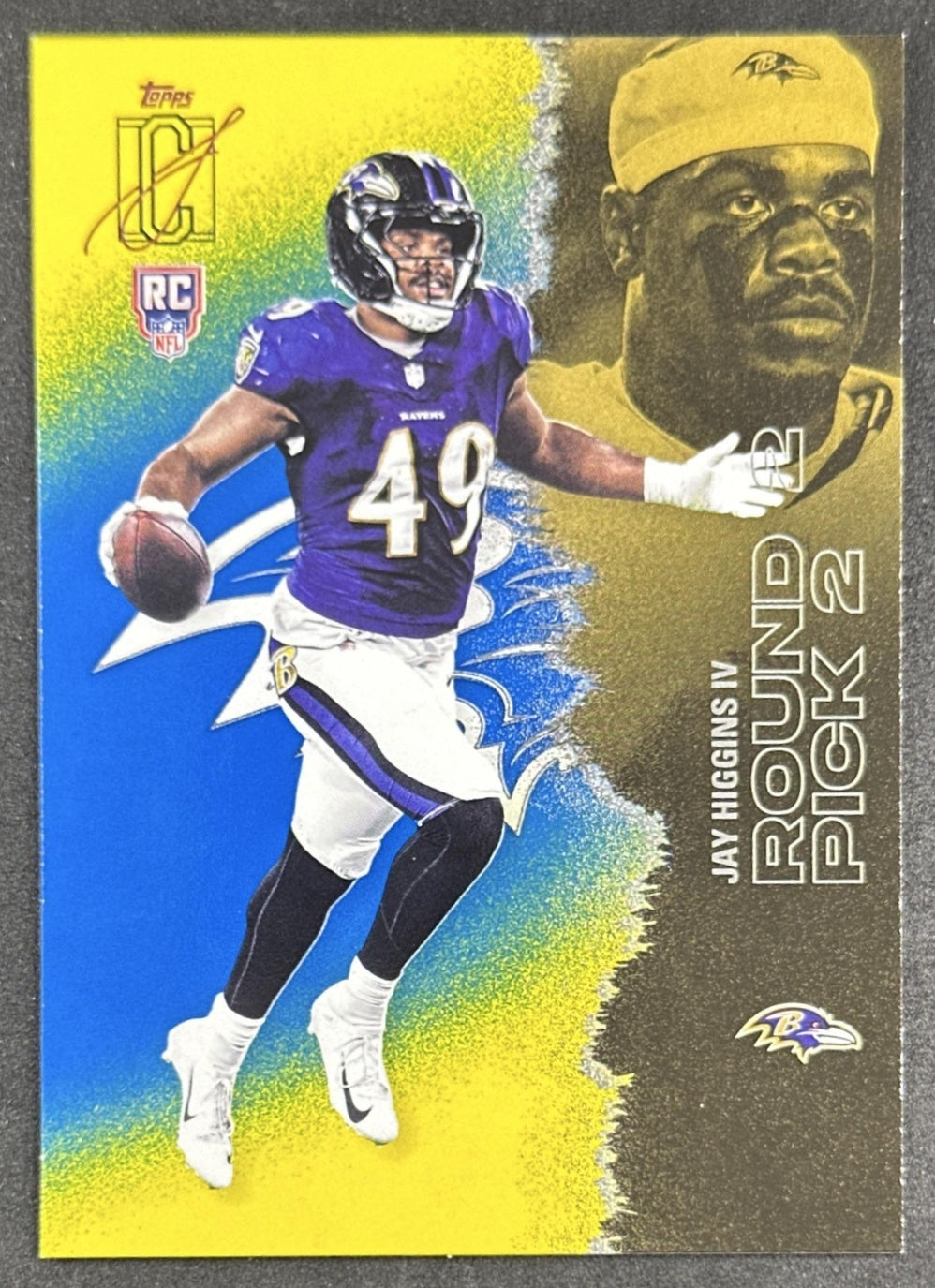 Jay Higgins IV 2025 Topps Signature Class Rookie Blue & Yellow Foil Ravens