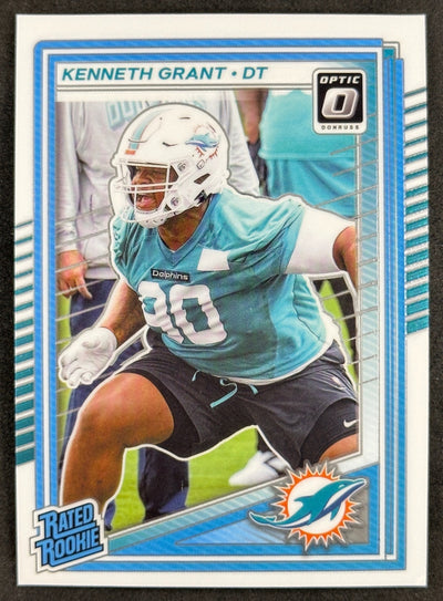Kenneth Grant 2025 Donruss Optic Rated Rookie Dolphins Sports Trading Card