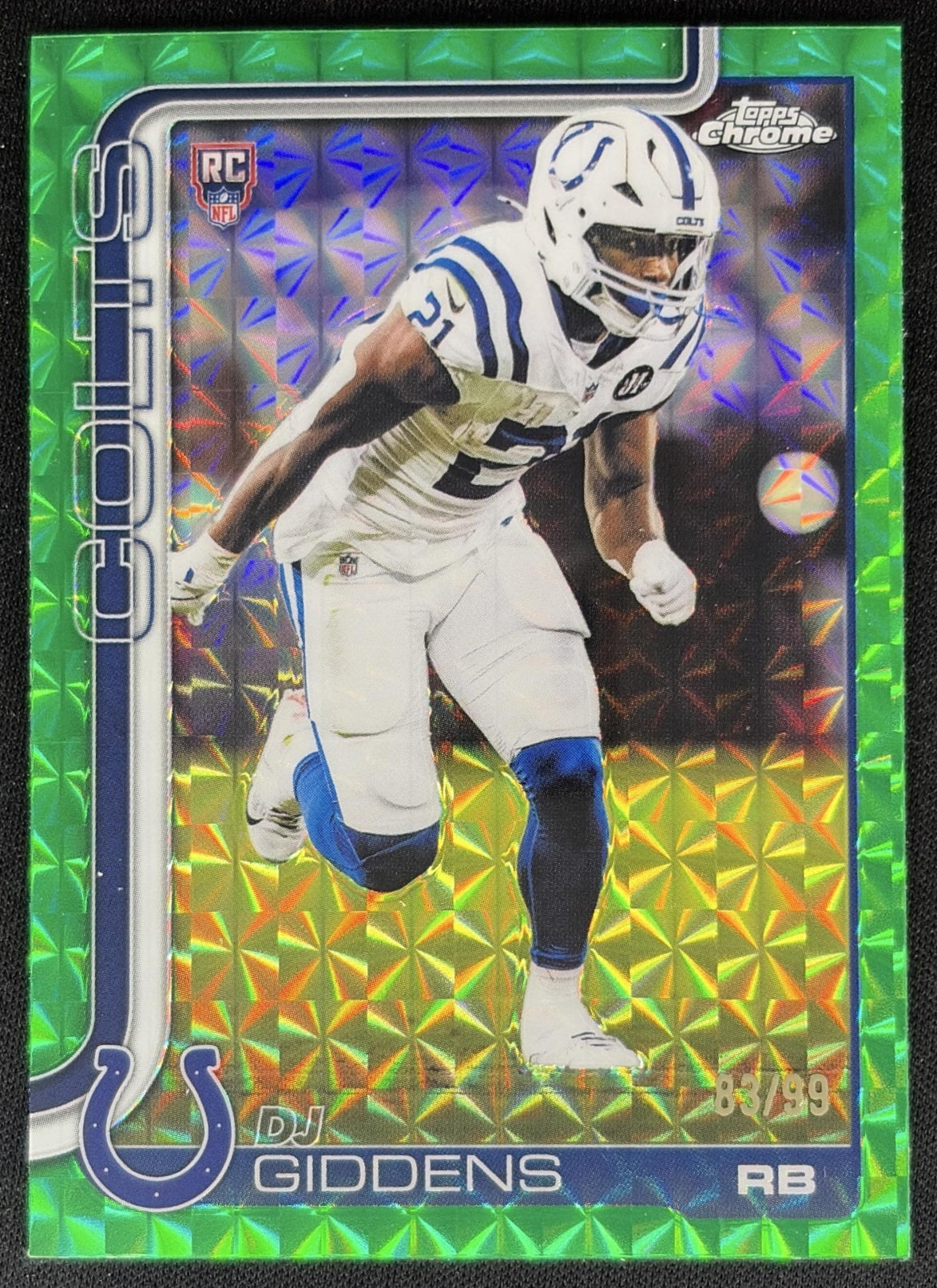 DJ Giddens 2025 Topps Chrome Rookie Green Geometric Refractor /99 Colts